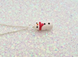 Handmade, Fimo, clay, polymerclay, jewellery, jewelry, novelty, Christmas, festive, cute, craft, gift, present, for her, scarf, snowman, statement, necklace,